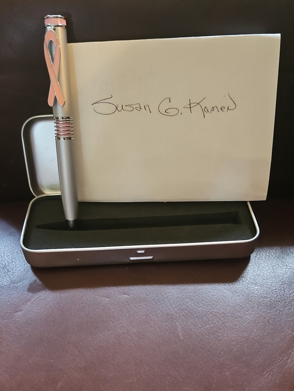 NIB Breast Cancer Awareness Pink Ribbon Metal Pen - Susan G Komen